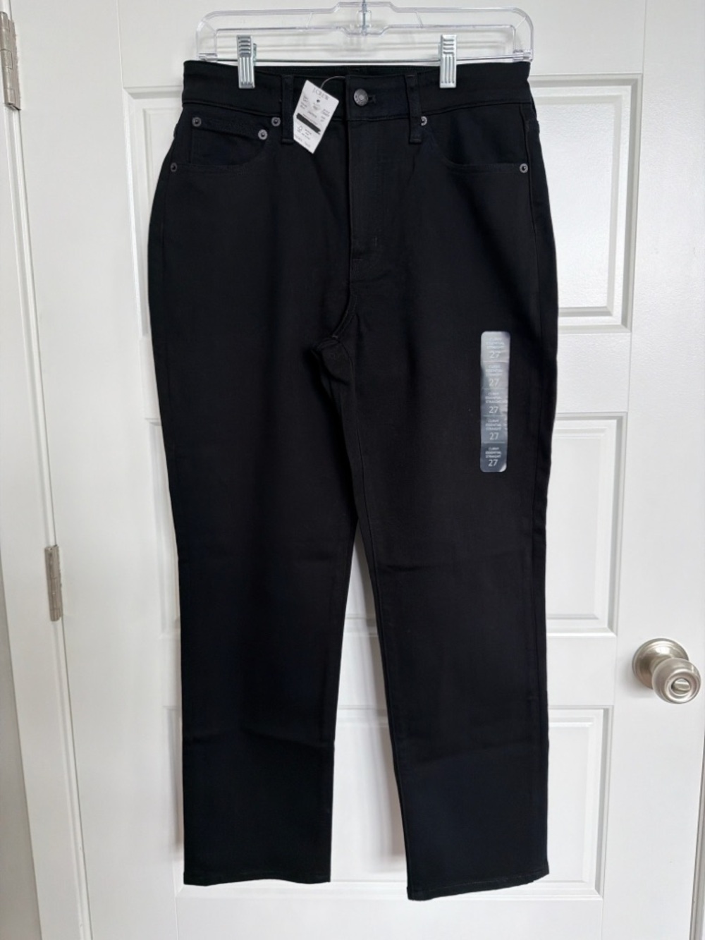 J.Crew Factory Black Curvy Essential Straight Jeans Size 27 Stretch Deni
